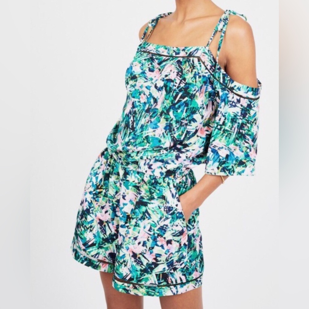 Clover & Sloane Tropical Tie Shoulder Romper Size XL